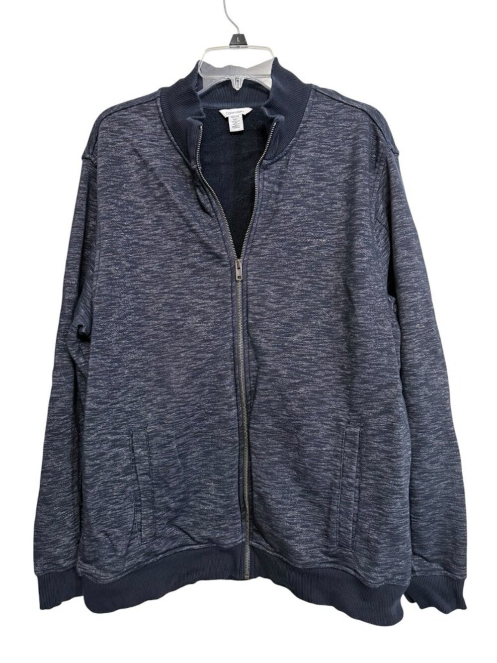 Calvin Klein Mens Full Zip Long Sleeve Mock Neck Fleece Navy Jacket Size XL